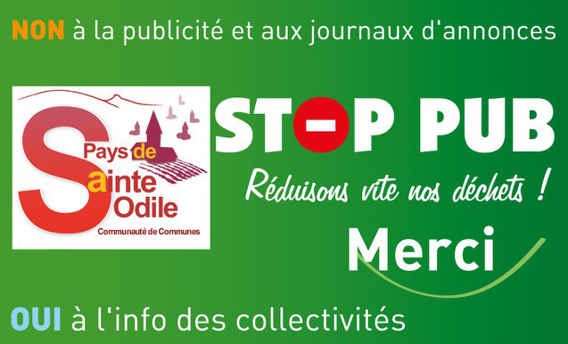 ou trouver autocollant stop pub CC Pays Sainte Odile