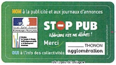 autocollant stop pub à imprimer Thonon Agglomération